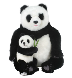 Mooie XL Panda met jong knuffel Wit / Zwart 60 cm kopen