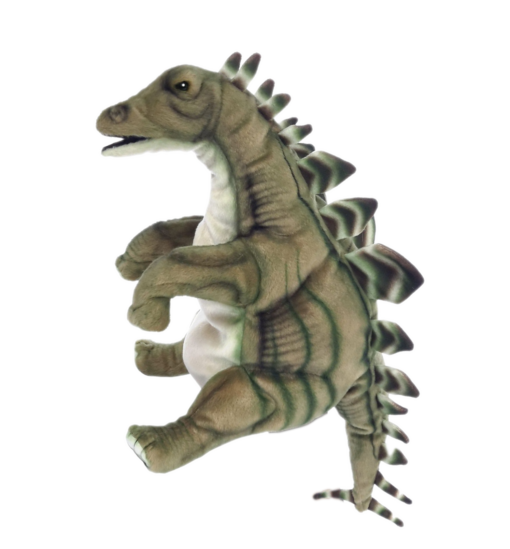 Mooie Grijze Stegosaurus handpop dinosaurus 40 cm kopen