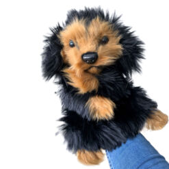 Mooie Langharige teckel handpop knuffel hond  35 cm kopen