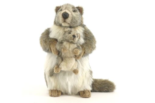 Mooie Licht bruine Marmot met jong knuffel  35 cm kopen