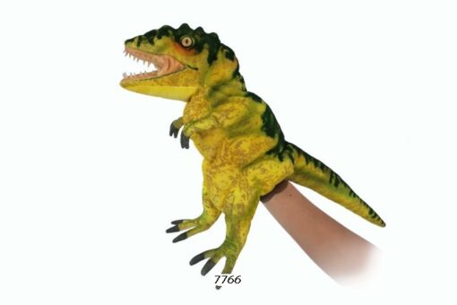 Mooie Fel groene Tyrannosaurus handpop geelgroen knuffel  50 cm kopen