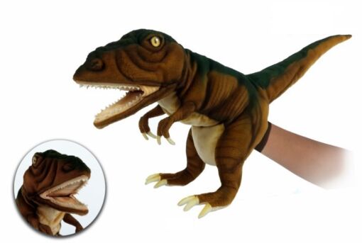 Mooie Creme Tyrannosaurus handpop roestbruin bruin knuffel  50 cm kopen