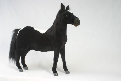 Mooie XL Zwart / Witte Pony zwart staand knuffel 56 cm kopen