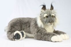 Mooie XL Grijze Lynx liggend knuffel  70 cm kopen