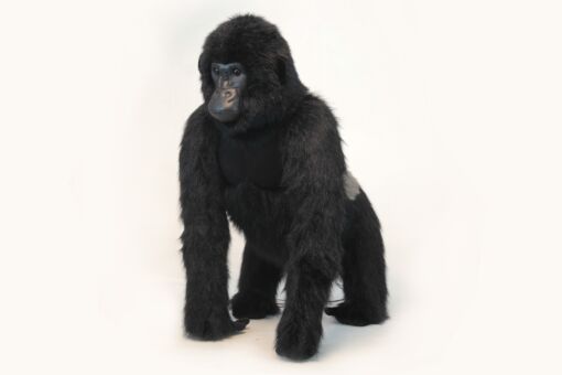 Mooie XL Zwarte Zilverrug gorilla staand decoratie 98 cm kopen