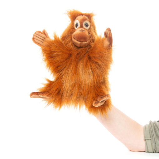 Mooie Roodbruine Orang-oetanjong handpop knuffel 25 cm kopen